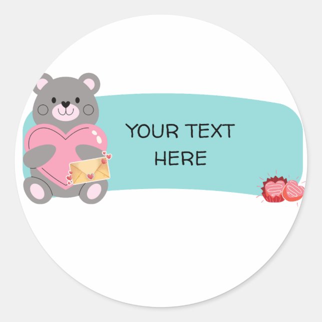 STICKER ROND OURS PERSONNALISABLE (Devant)