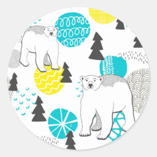 Sticker Rond Ours polaire