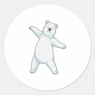 Sticker Rond Ours polaire au Yoga Fitness à debout