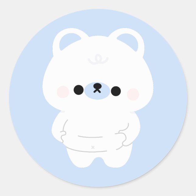 Sticker Rond Ours polaire chonky (Devant)