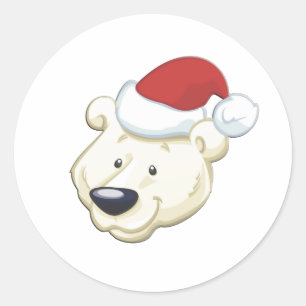 Sticker Rond Ours polaire de Noël