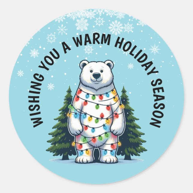 Sticker Rond Ours polaire de Noël (Devant)