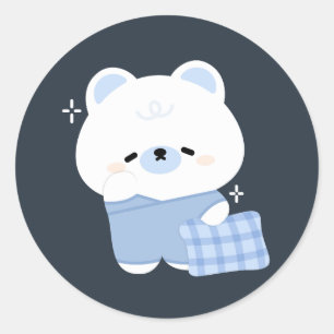 Sticker Rond Ours polaire mignon
