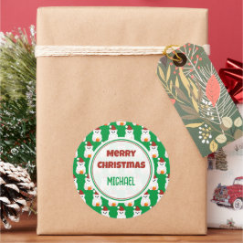Sticker Rond Ours polaire Noël chapeau de Noël Personnaliser