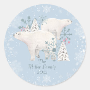 Sticker Rond Ours polaire personnalisé