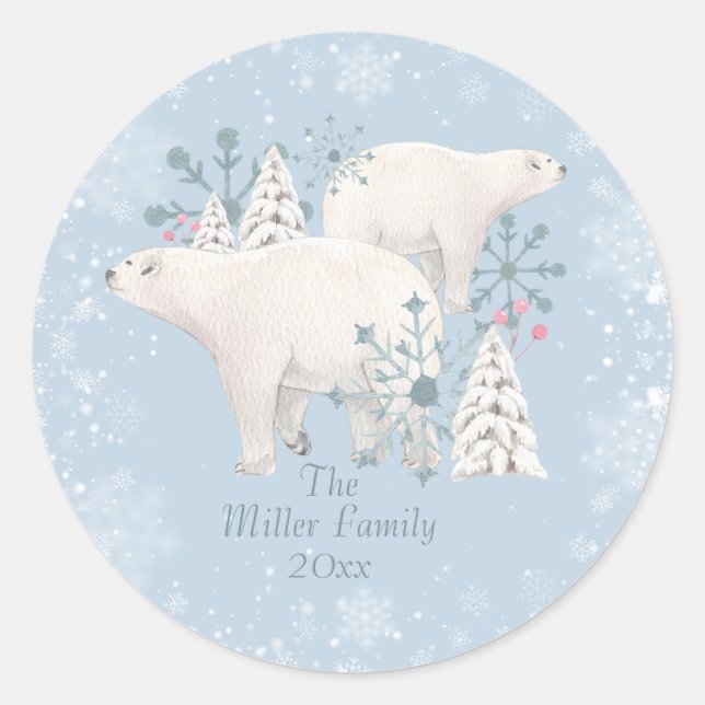 Sticker Rond Ours polaire personnalisé (Devant)