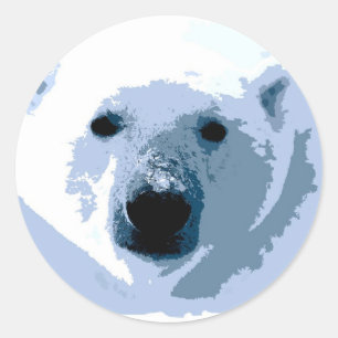 Sticker Rond Ours polaire Pop Art