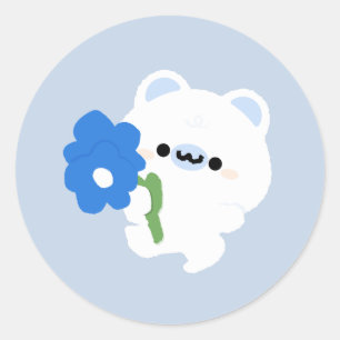 Sticker Rond Ours polaire romantique