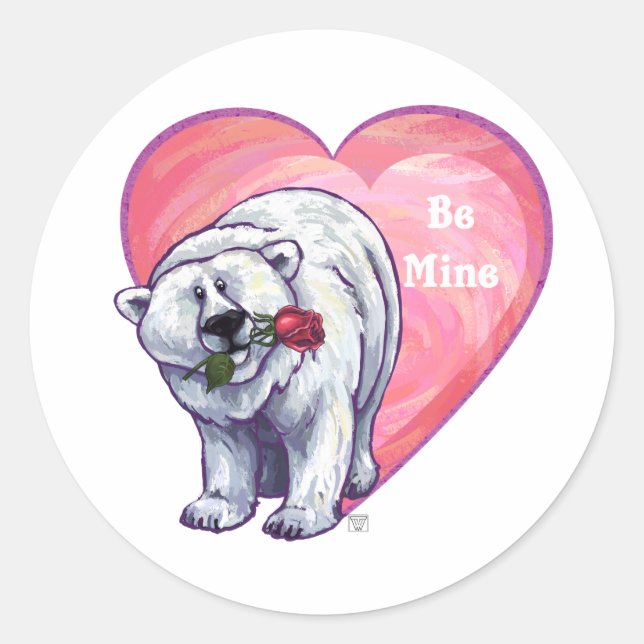 Sticker Rond Ours polaire Saint Valentin (Devant)