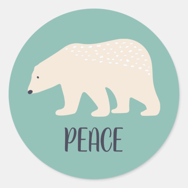 Sticker Rond Ours Polaire Sobres Enveloppe de Paix Style Simple (Devant)