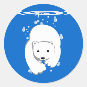 Sticker Rond Ours polaire sous-marin