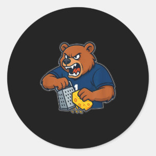 Sticker Rond Ours râpe fromage drôle