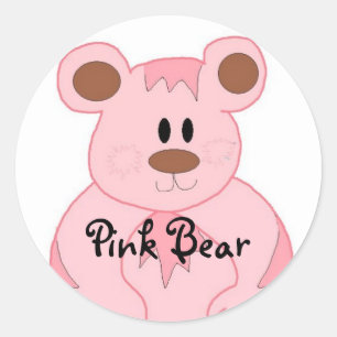 Sticker Rond Ours rose