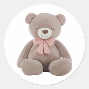 Sticker Rond Ours rose
