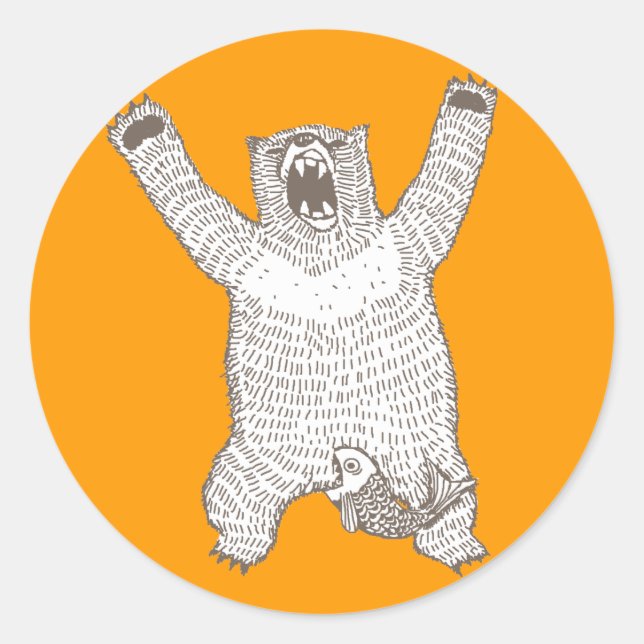 Sticker Rond Ours rugissant (Encre) (Devant)