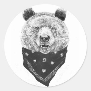 Sticker Rond Ours sauvage