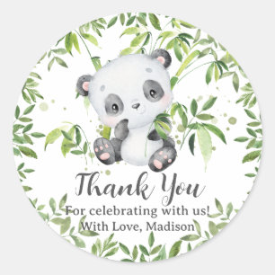 Sticker Rond Ourson Panda Mignon Fleurissement Baby Shower Anni