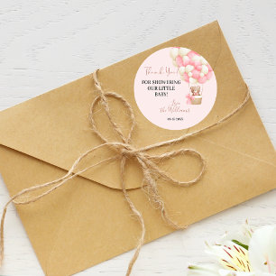 Sticker Rond Ourson Rose Fille Oh Ballon Baby Shower
