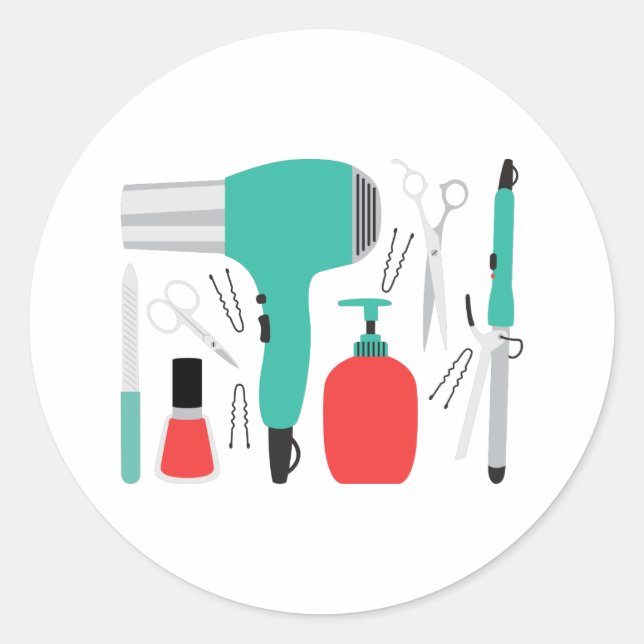 Sticker Rond Outils de cosmétologie (Devant)