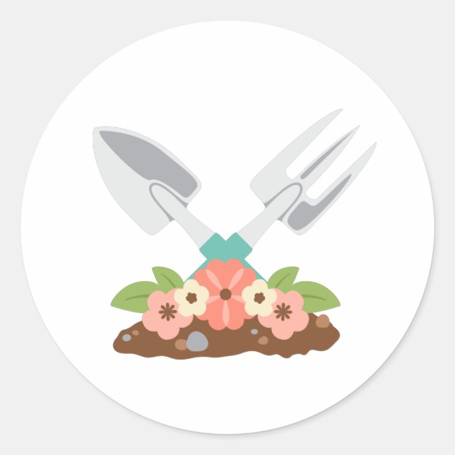 Sticker Rond Outils de jardin (Devant)
