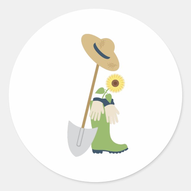 Sticker Rond Outils de jardinage (Devant)