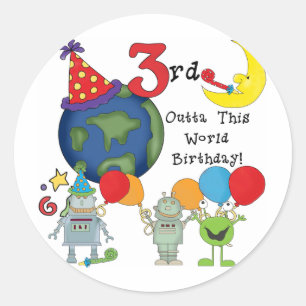 Sticker Rond Outta This World 3rd Birthday T-shirts et cadeaux