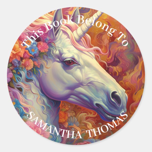 STICKER ROND OUVRAGE UNICORN (Devant)