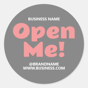 Sticker Rond OUVREZ-MOI Entreprise Nom Site Web Pink Grey