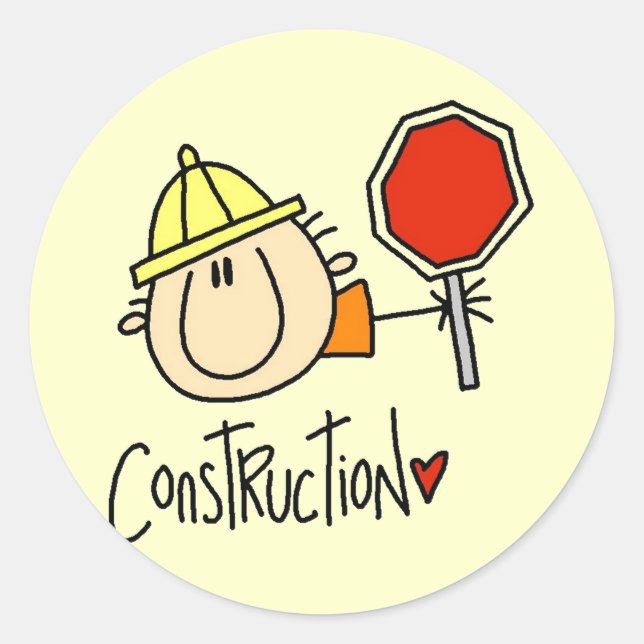 Sticker Rond Ouvrier de construction masculine (Devant)