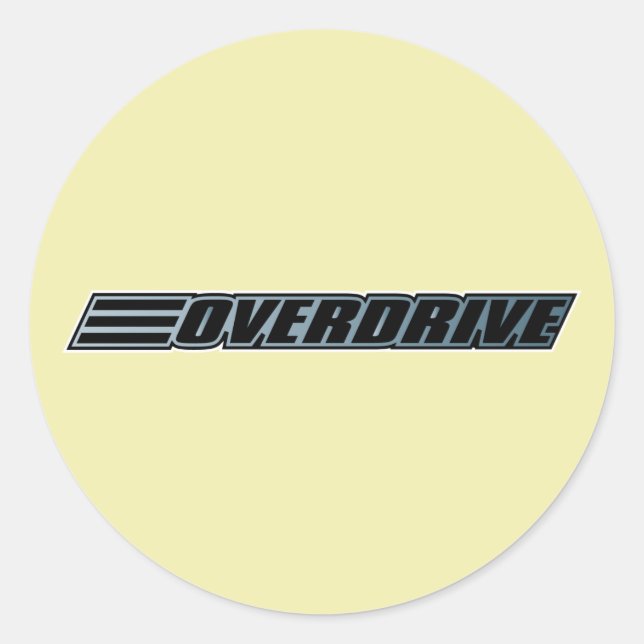 Sticker Rond Overdrive - Automobile de course Slogan (Devant)
