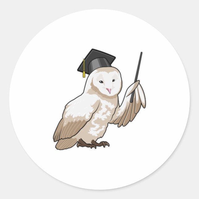 Sticker Rond Owl as Teacher with Pointer (Devant)