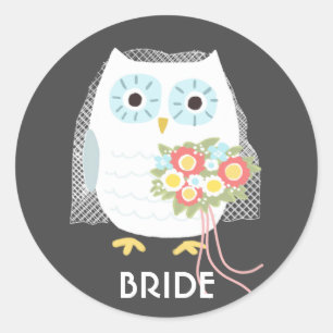 Sticker Rond Owl Bride Femme de hibou nouvellement mariée M