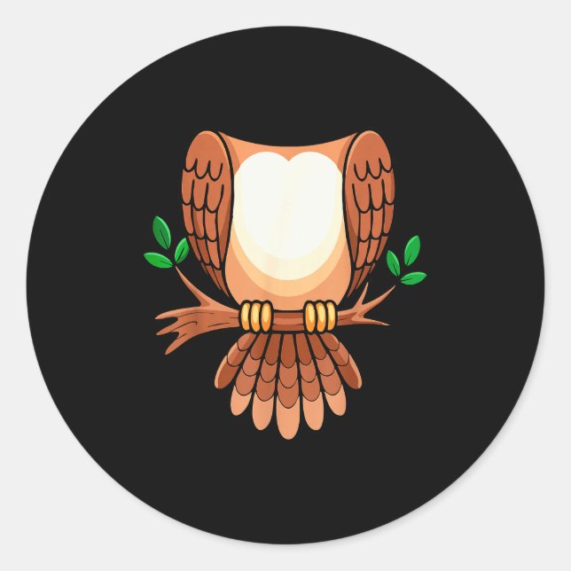 Sticker Rond Owl Shirt Adult Men Women Kids Owl Costume  (Devant)