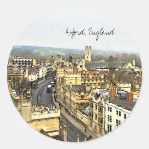 Sticker Rond Oxford, Angleterre, High St View