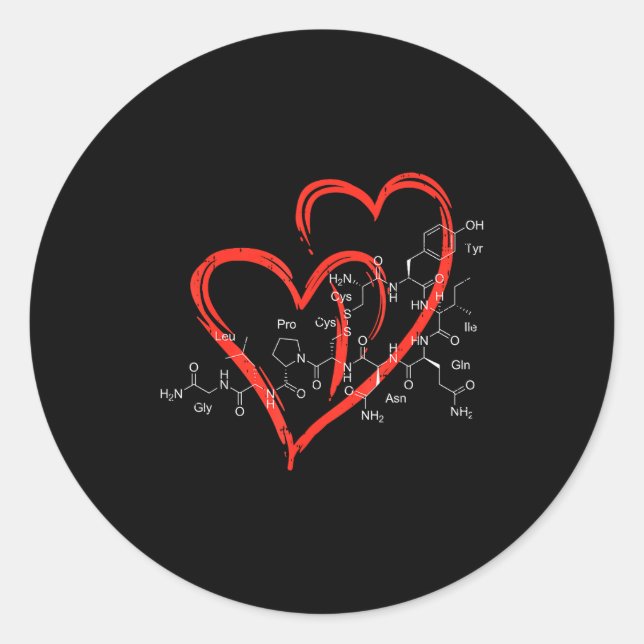 Sticker Rond Oxytocin Molecules Heart Love Valentines Day Scien (Devant)