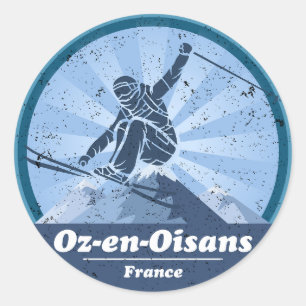 Sticker Rond Oz-En-Oisans Station de ski - Skieur