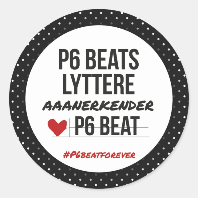 Sticker Rond P6 BEATS lyttere aanerkender (Devant)