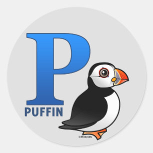Sticker Rond P est pour Puffin