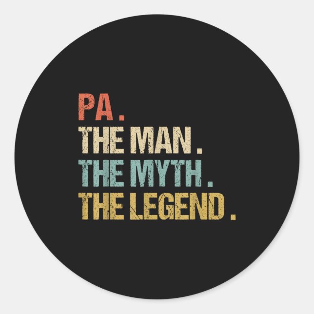 Sticker Rond Pa The Man Myth Legend Shirt Funny Father Dad Chri (Devant)