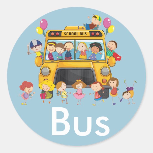 Sticker Rond Pack d'autocars scolaires (Devant)