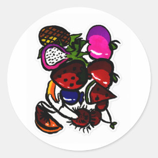 Sticker Rond Pack d'autocollants de fruits dessinés à la main –