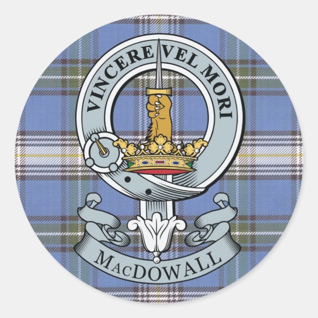 Sticker Rond Pack d'autocollants MacDowall Crest + Tartan (Devant)