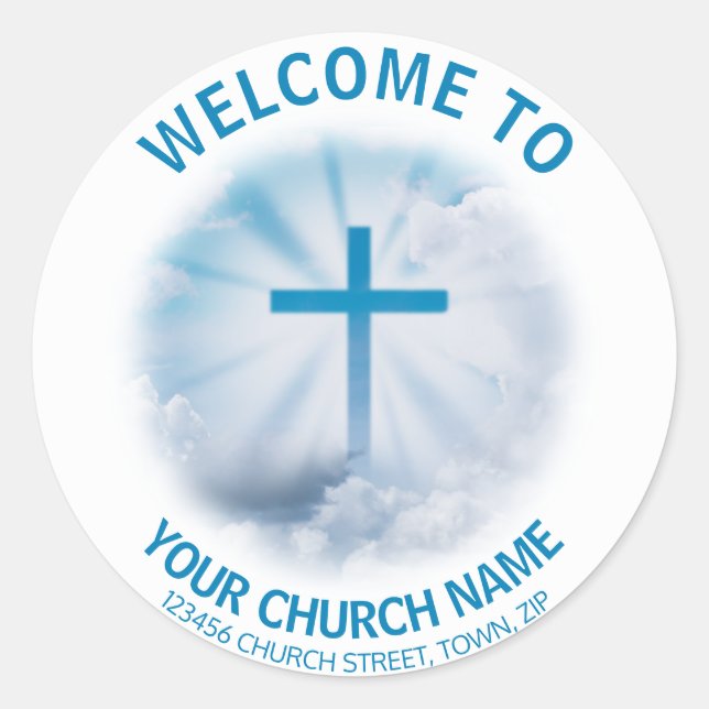 Sticker Rond Pack de bienvenue de l'adresse de l'église (Devant)