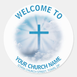 Sticker Rond Pack de bienvenue de l'adresse de l'église