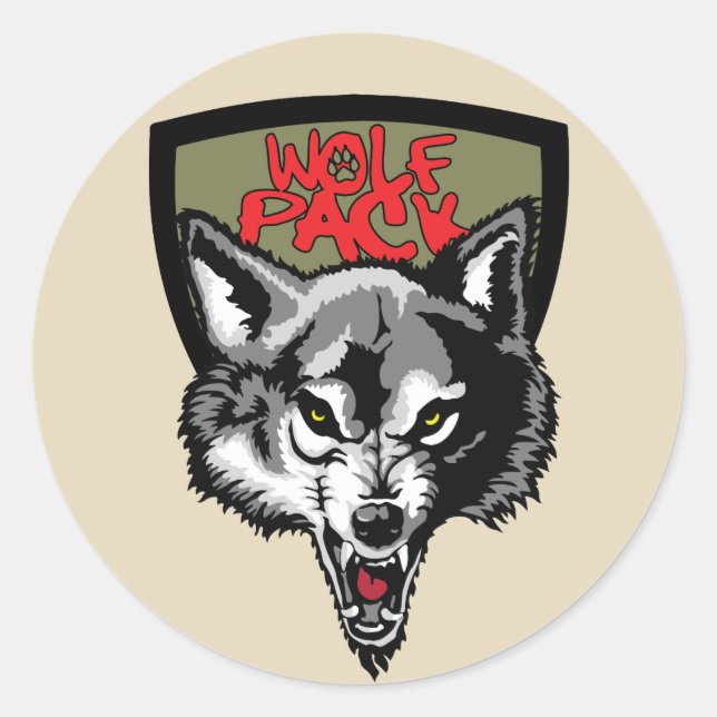 Sticker Rond pack loup (Devant)