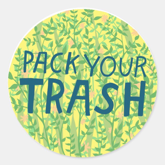Sticker Rond PACK YOUR TRASH No Littering Circle Art (Devant)
