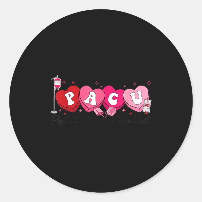 Sticker Rond Pacu Nurse Valentine's Day St Anesthesia Care Unit (Devant)