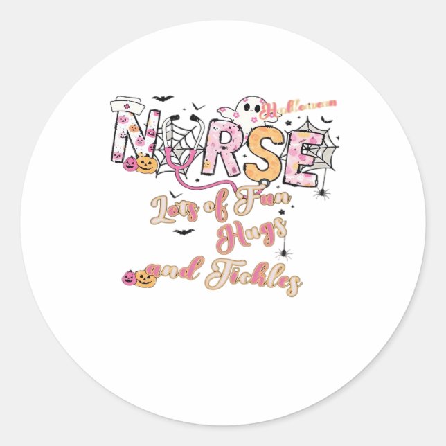 Sticker Rond Paediactric Nurse Fun Halloween Design Essential T (Devant)