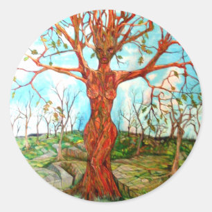 Sticker Rond Pagan Dryad Tree déesse Wiccan Nature Art