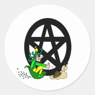 Sticker Rond Pagan Pentacle avec Féerie et escargot